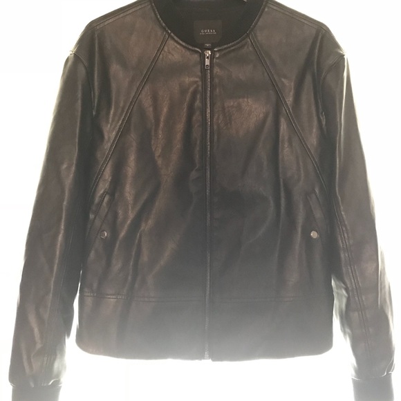 GUESS Faux Leather Bomber Jacket - Picture 3 of 8